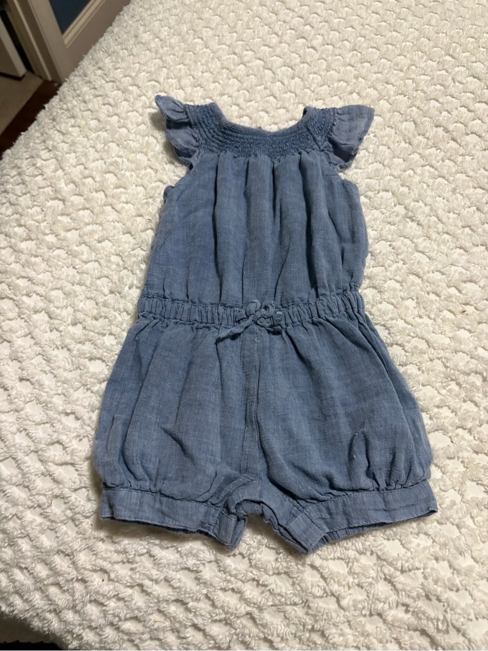 Ralph Lauren Light Blue Chambray Girls Romper